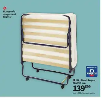 Conforama Lit Pliant Royan 90 x 190 cm offre
