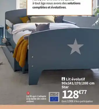 Conforama Lit évolutif 90 x 141/ 170 / 200 cm Star offre
