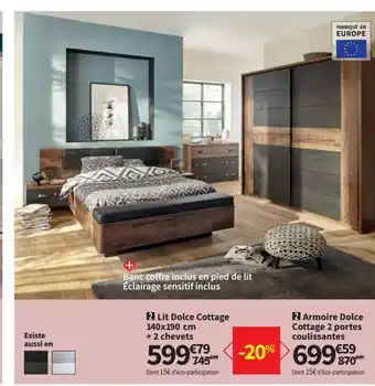 Lit Dolce Cottage 140 x 190 cm + 2 Chevrets