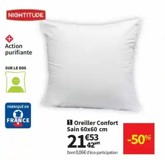 Conforama Oreiller Confort Sain 60x60 cm offre