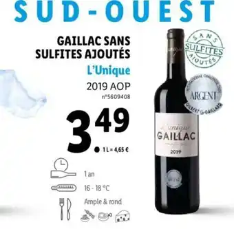 Lidl Gaillac Sans Sulfites Ajoutés l'Unique offre