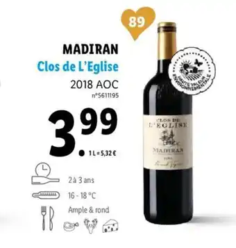 Lidl Madiran Clos de L'Eglise offre