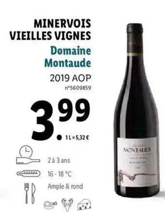 Lidl Minervois Vieilles Bignes Domaine Montaude offre