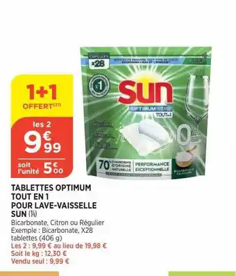 Bi1 Tablettes Optimum Tout En 1 Pour Lave-vaisselle Sun offre