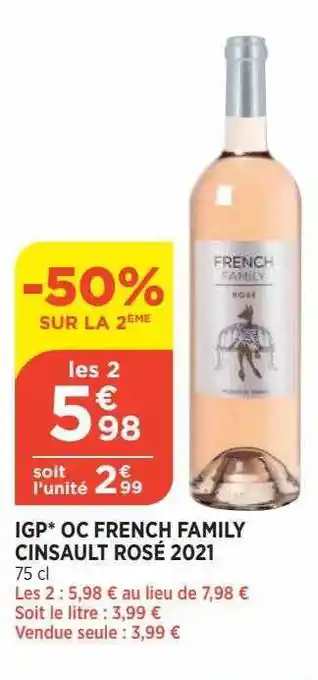Bi1 I.g.p. Oc French Family Cinsault Rosé 2021 offre