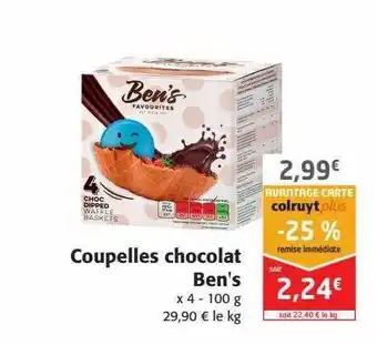 Colruyt Coupelles Chocolat Ben's offre