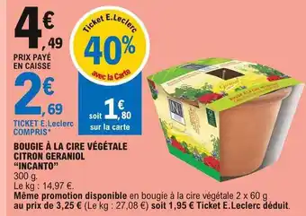 E.Leclerc Bougie à La Cire Végétale Citron Geraniol offre