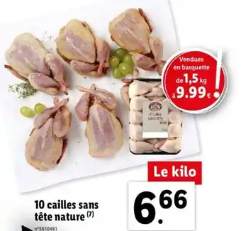 Lidl 10 Cailles Sans Tête Nature offre