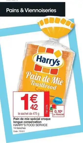 Promocash Pain De Mie Spécial Croque Longue Conservation Harry's Food Service offre