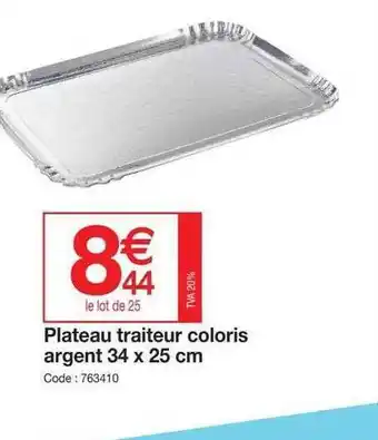 Promocash Plateau Traiteur Coloris Argent 34 X 25 Cm offre