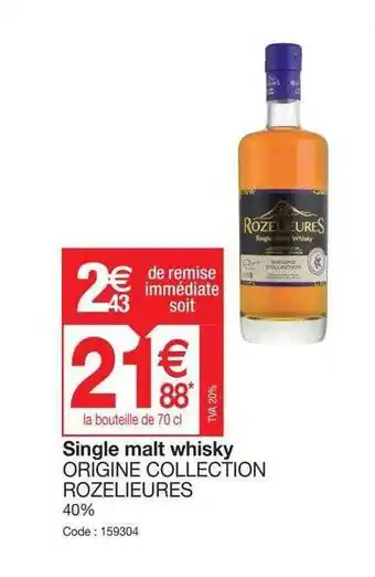 Promocash Single Malt Whisky Origine Collection Rozelieurs offre