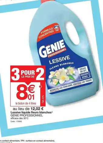 Promocash Lessive Liquide Fleurs Blanches Génie Professionnel offre