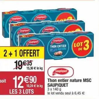 Migros Thon Entier Nature Msc Saupiquet offre
