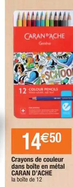 Migros Crayons De Couleur Dans Boîte En Métal Caran D'ache offre