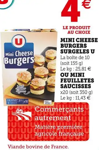 Super U U mini cheese burgers surgeles offre