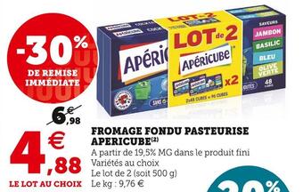 Super U Apéricube fromage fondu pasteurise offre