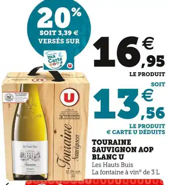 Super U U touraine sauvignon aop blanc offre