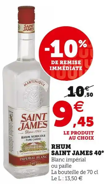 Super U Saint james rhum 40° offre