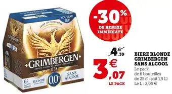 Super U Grimbergen biere blonde sans alcool offre