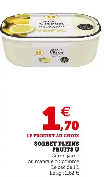 Super U U sorbet pleins fruits offre