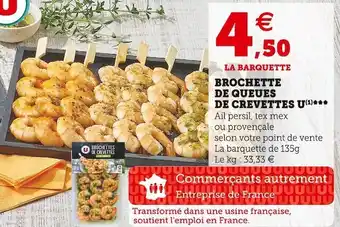 Super U U brochette de queues de crevettes offre