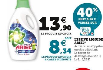 Super U Ariel lessive liquide* offre
