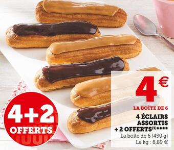Super U 4 éclairs assortis + 2 offerts offre
