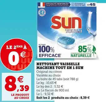 Super U Sun nettoyant vaisselle machine tout en 1 offre