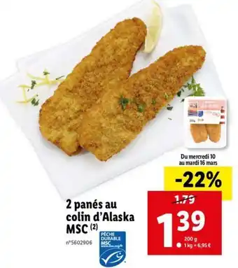 Lidl 2 Panés Au Colin D'Alaska Msc offre