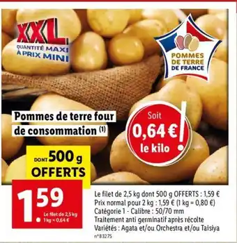 Lidl Pommes De Terre Four De Consommation offre