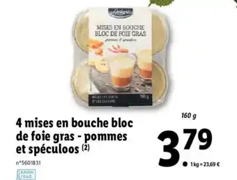 Lidl 4 Mises En Bouche Bloc De Foie Gras - pommes Et Spéculoos offre