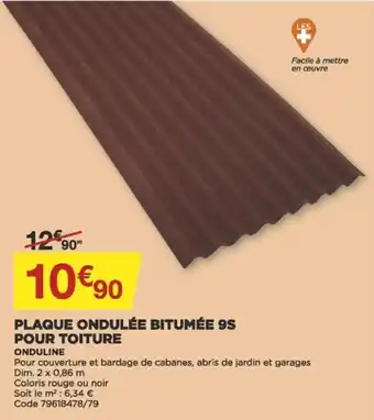 Bricomarché Plaque Ondulée Bitumée 95 Pour Toiture offre