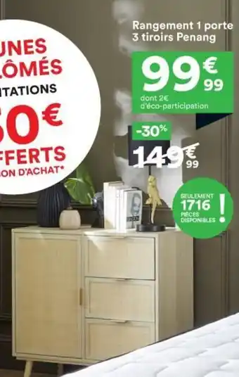 BUT Rangement 1 porte 3 tiroirs Penang offre