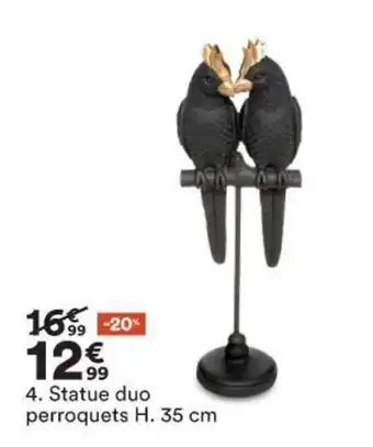 Statue duo perroquets H. 35 cm