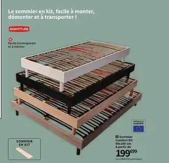 Conforama Sommier Comfort Kit 90 X 190 Cm Nightitude offre