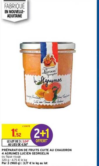 Intermarché Préparation De Fruits Cuite Au Chaudron 4 Agrumes Lucien Georgelin offre