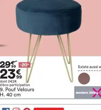 BUT Pouf Velours 40cm offre