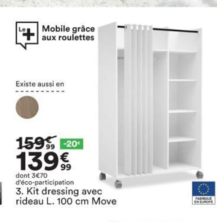 Promo Kit Dressing Avec Rideau 100cm Move chez BUT
