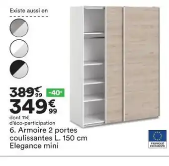 BUT Armoire 2 Portes Coulissantes 150cm elegance Mini offre