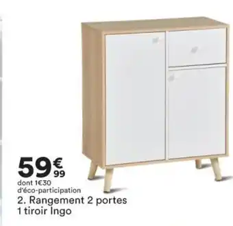 BUT Rangement 2 Portes 1 tiroir Ingo offre