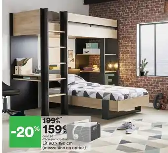 BUT Lit 90x90cm Mezzanine En Option offre