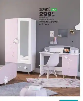 BUT Armoire 2 Portes Et 1 tiroir offre