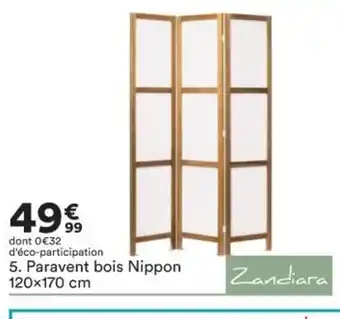 BUT Paravent Bois Nippon 120x170cm offre