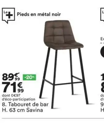 BUT Tabouret de Bar 63cm savina offre