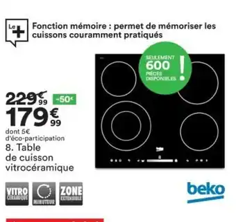 BUT Beko Table de Cuisson Vitrocéramique offre