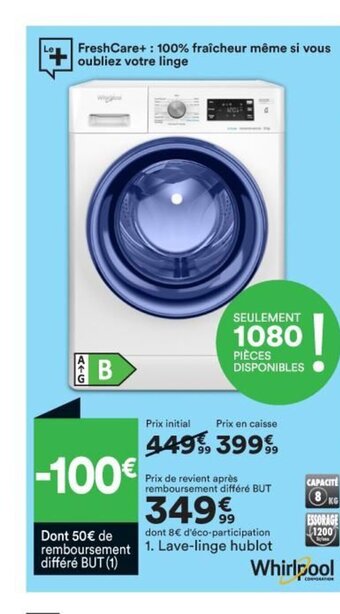 BUT Whirlpool Lave-Linge Hublot offre