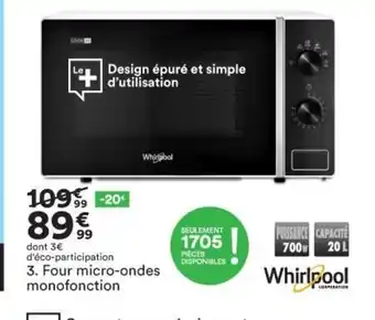 BUT Whirlpool Four Micro-Ondes Monofonction offre