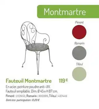 Botanic Fauteuil Montmartre offre