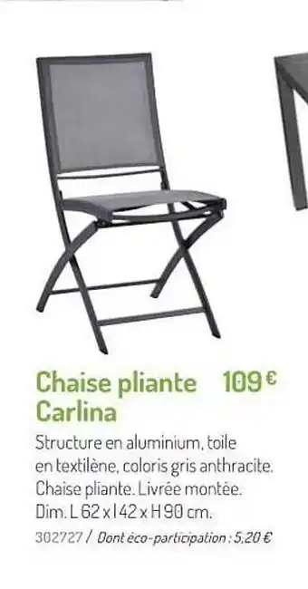 Botanic Chaise Pliante Carlina offre