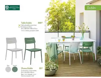 Botanic Table Dublin, Chaise Dublin offre